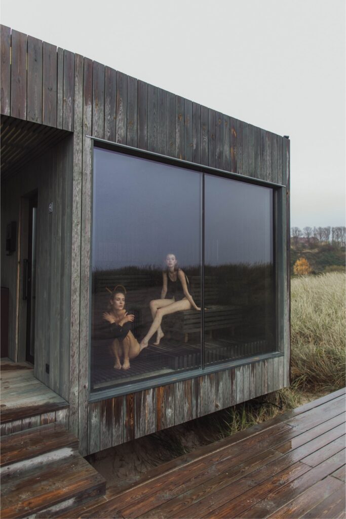An outdoor sauna in nature